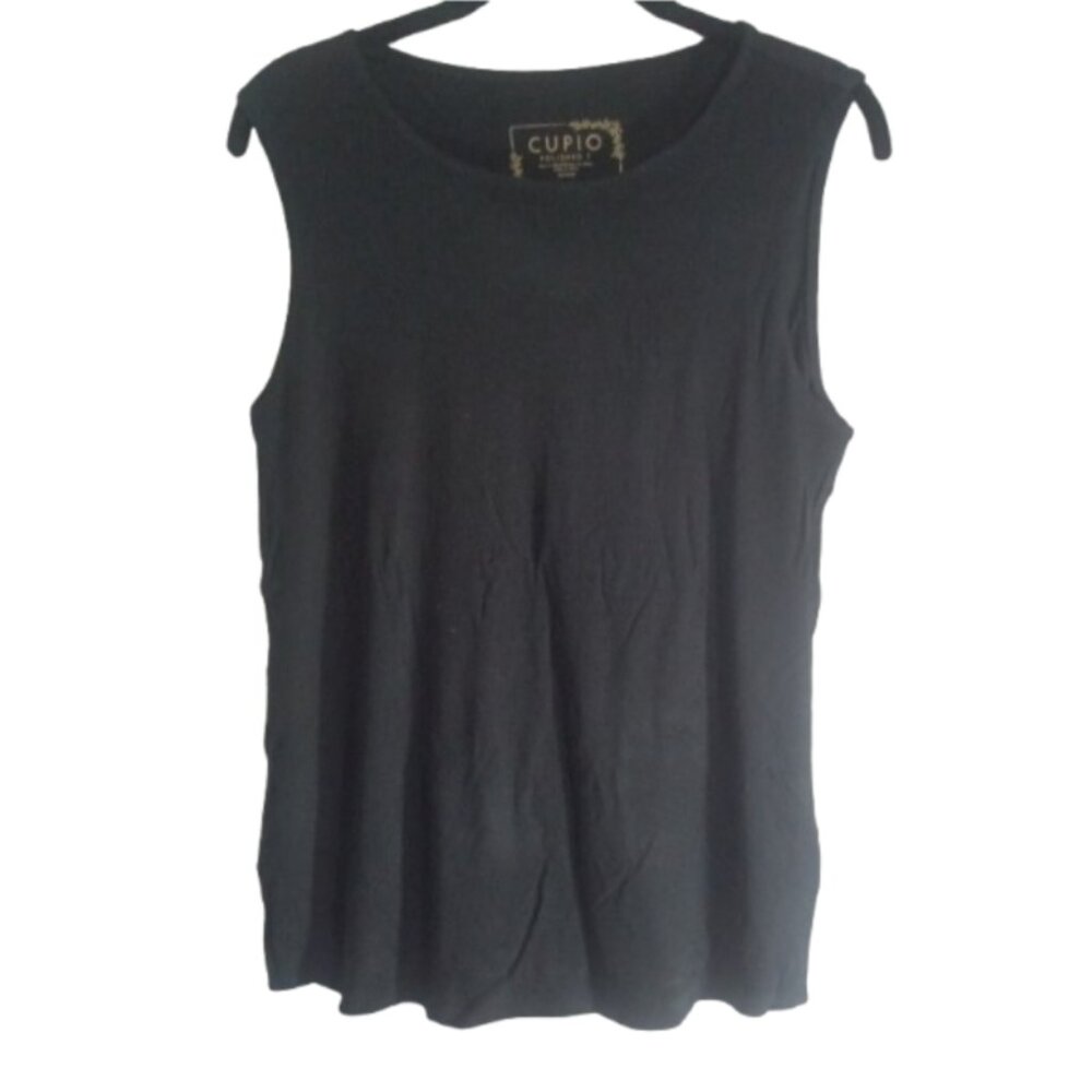 Cupio Polished T Tank Top Size S Jet Black Knit Foundation Underlayer